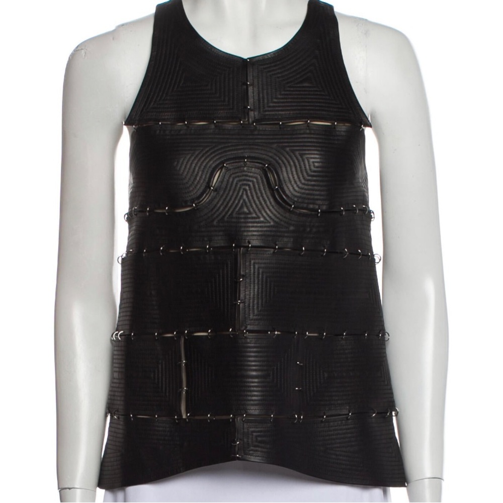 TOM FORD lambskin leather and silk biker top